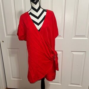 ANTHROPOLOGIE AMADI Vibrant Red Wrap Dress